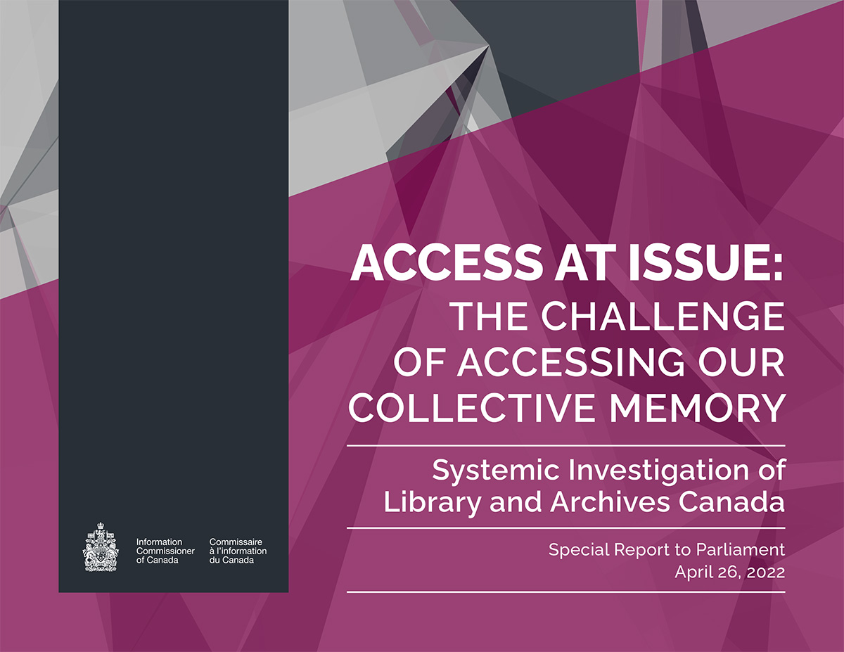 Cover of the 2022 Special Report on Library and Archives Canada
