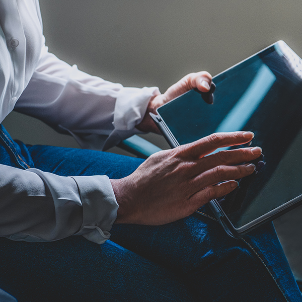 person typing on screen